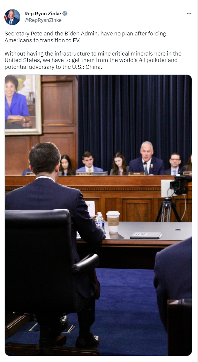 04212023 Zinke Tweet DOT Hearing 
